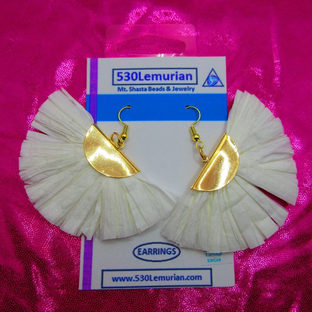 White Paper Fan Earrings